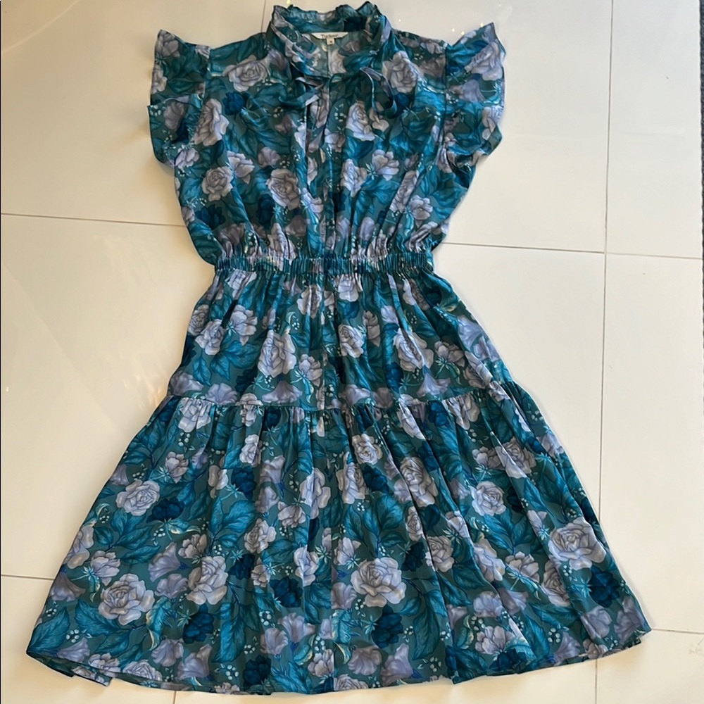 Tucker Floral Dress in Blue and Purple